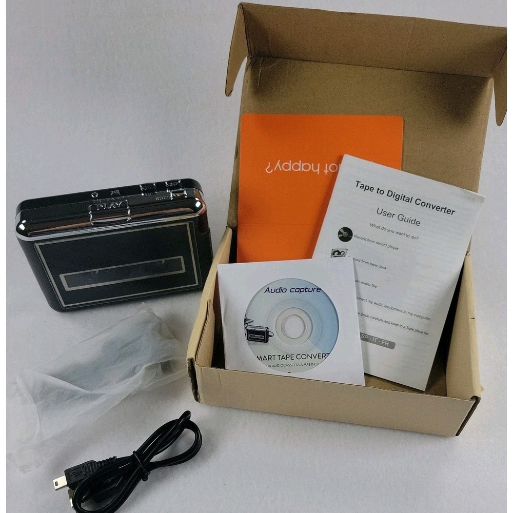 USB Cassette Player Tape to MP3 Digital Converter Black Complete DIGITNOW BR602B